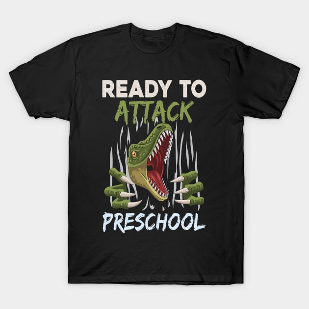 Dinosaur Kids Ready To Attack Preschool Boys Back To School T-Shirt by kateeleone97023